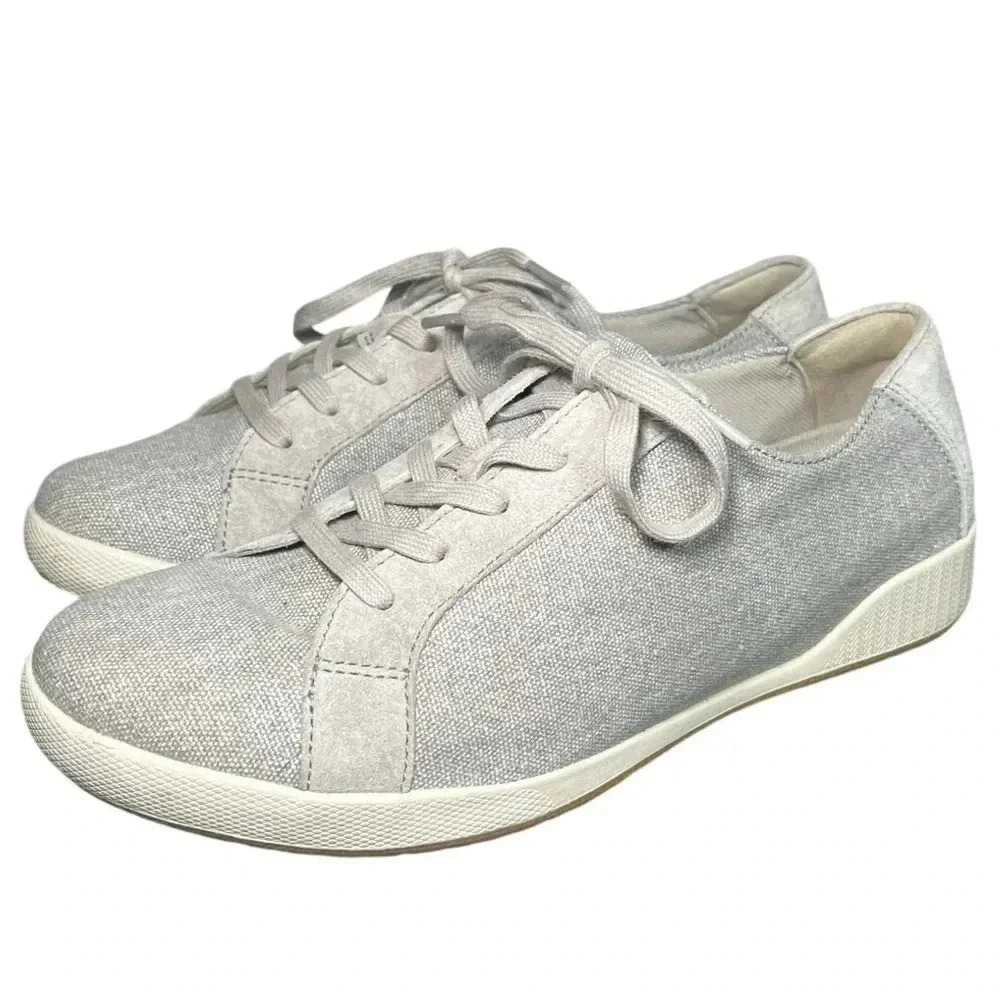 Dansko Olisa Women 8.5 Lace Up Canvas Beige Sneakers Casual Minimalist Walking‎